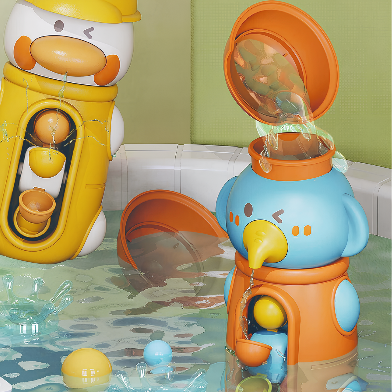 Omorfo Baby™ BathHugs – Cute Duck & Elephant Water Toys